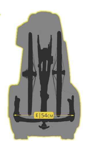 Diagram showing maximum handlebar width