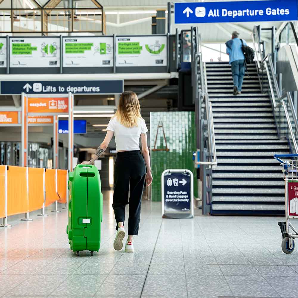 in the airport with the shokbox bike box