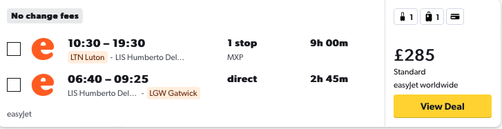 British Airways vs easy jet flight costs with a bicycle 