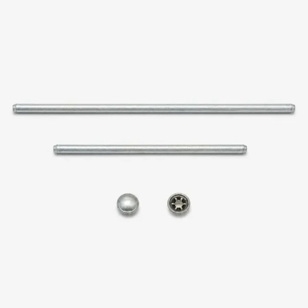 Long and short Shokbox replacement wheel axles with two axle caps